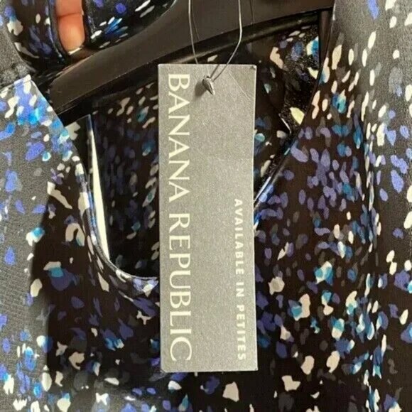 NEW Banana Republic Dress Womens 6 black blue flecked shift loose classic - Picture 5 of 10